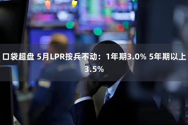 口袋超盘 5月LPR按兵不动：1年期3.0% 5年期以上3.5%